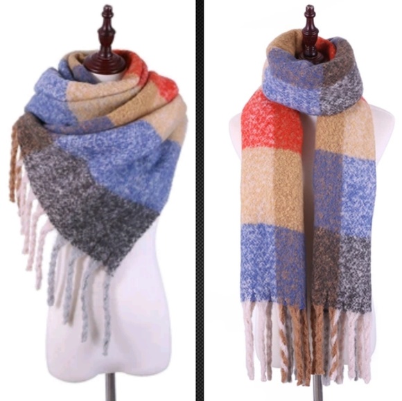 NEW, Vogue Plaid Tassel Scarf, Shawl - Picture 1 of 5